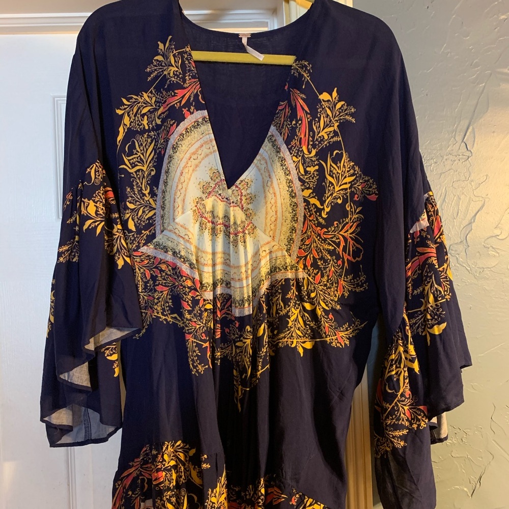 Free People Navy Casual Blouse